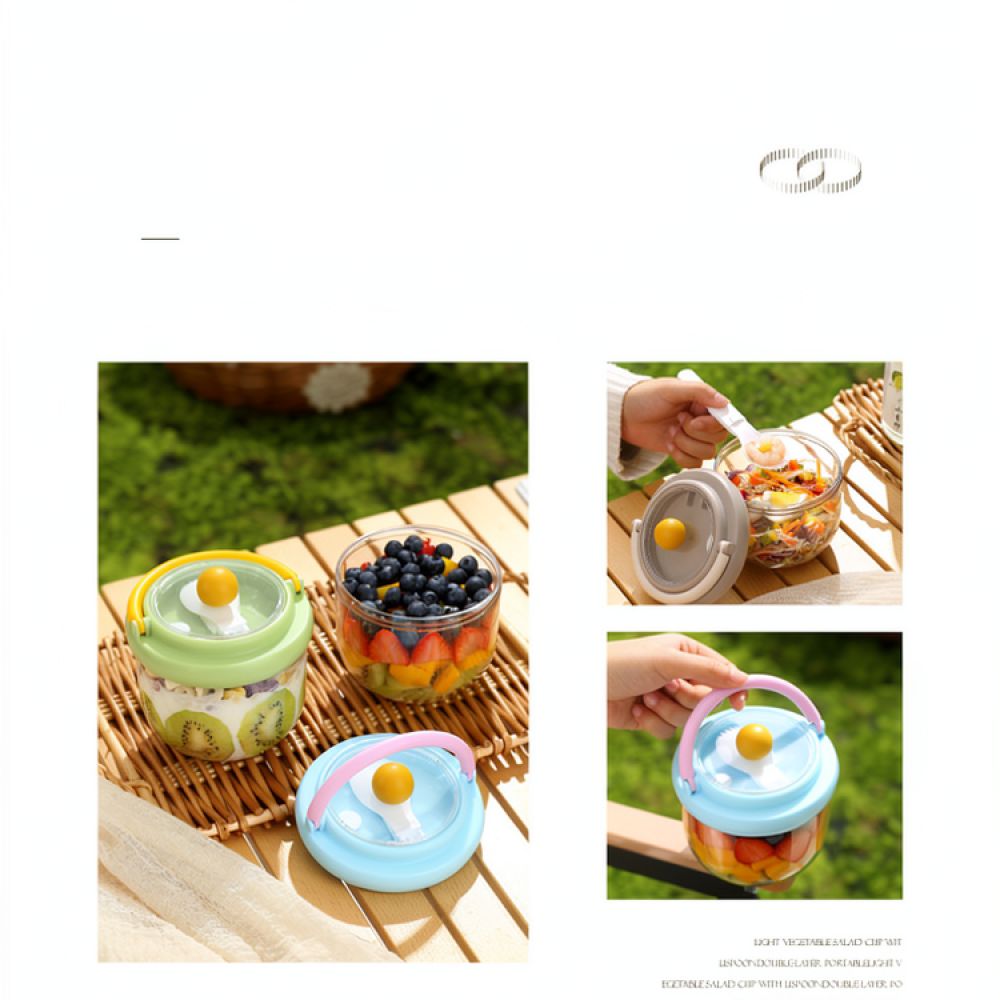 Food Prep Snacks - Tragbarer Salatbehälter im Ins-Stil mit Griff,
